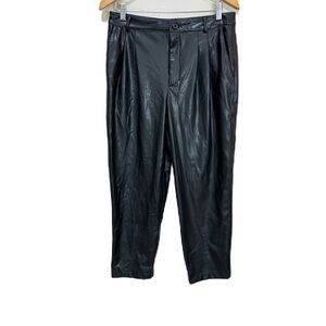 Zara Black Faux Leather Pants‎ Pleated Women’s Medium